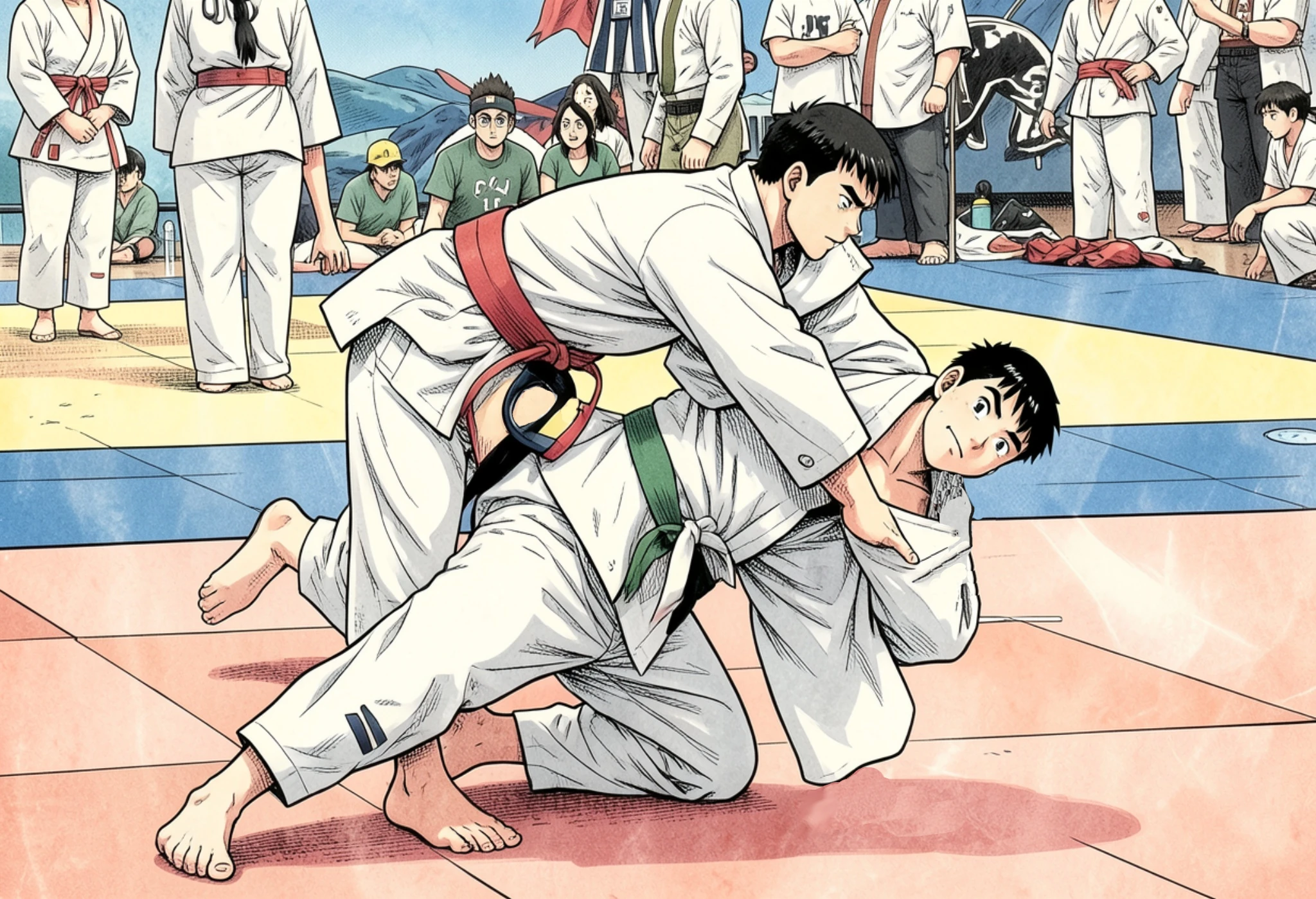 Two judokas in competition.