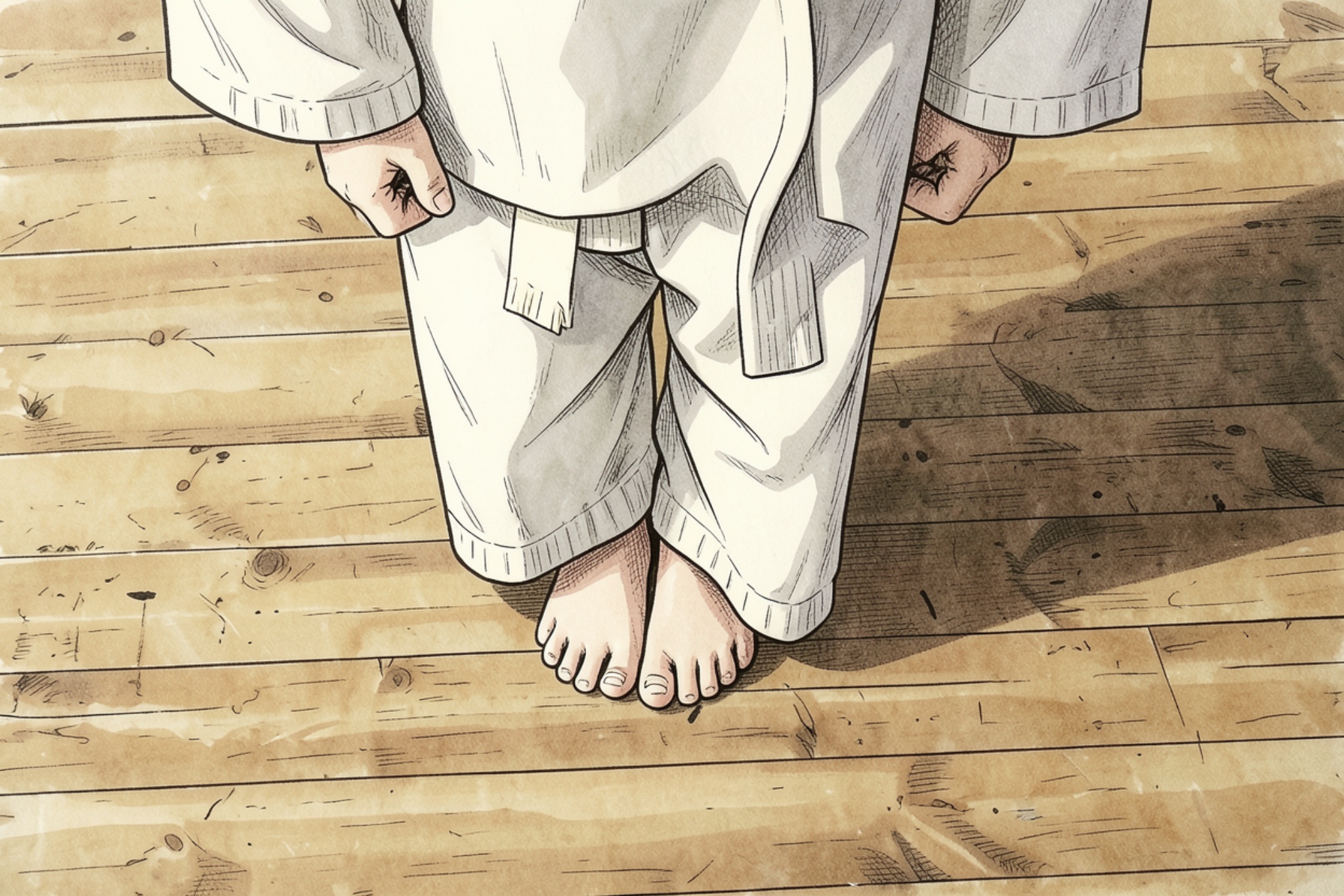A child bowing respectfully